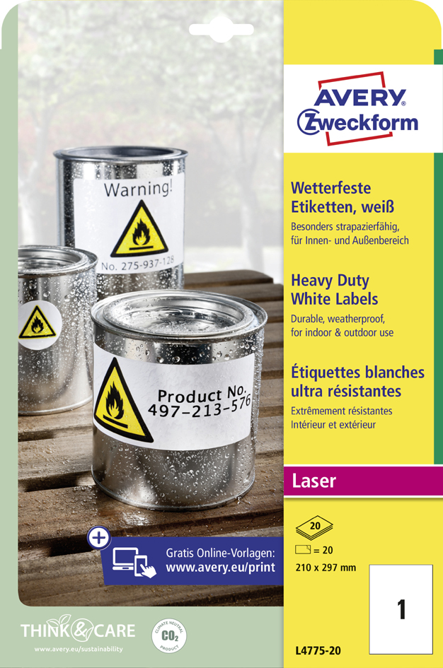 AVERY Zweckform wetterfeste Etiketten, 63,5 x 33,9 mm AVERY Zweckform wetterfeste Etiketten, 63,5 x 33,9 mm von AVERY Zweckform