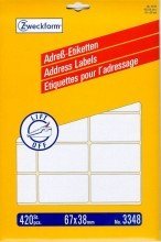 Avery Zweckform© 3348 Adress-Etiketten, 67 x 38 mm, 20 Blatt/420 Etiketten, weiá von AVERY Zweckform