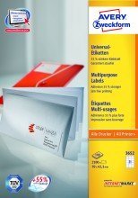 Avery Zweckform© 3652 Universal-Etiketten, 70 x 42,3 mm, Geeignet fr Deutsche Post INTERNETMARKE, 100 Blatt/2.100 Etiketten, weiá von AVERY Zweckform