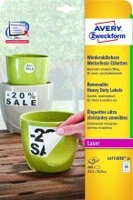 Avery Zweckform© Wiederabl”sbare, wetterfeste Etiketten, 33,9 x 63,5 mm, aus strapazierf„higer Polyester-Folie, 20 Blatt/480 Etiketten, weiá von AVERY Zweckform