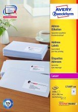 Avery Zweckform® L7160-100 Adress-Etiketten, 63,5 x 38,1 mm, Geeignet für Deutsche Post INTERNETMARKE, 100 Blatt/2.100 Etiketten, weiß von AVERY Zweckform