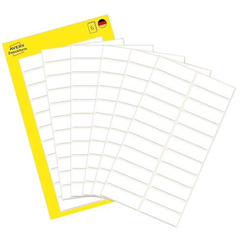 AVERY Zweckform 3044 Haushaltsetiketten selbstklebend (32x10 mm, 132 Aufkleber auf 6 Bogen,Vielzweck-Etiketten für Haushalt, Schule und Büro zum Beschriften und Kennzeichnen) blanko, weiß von AVERY Zweckform
