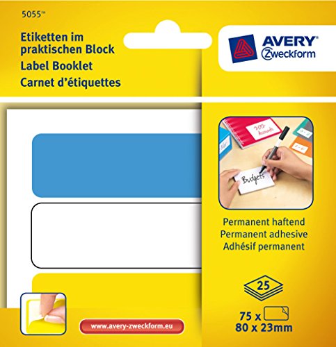 Avery Zweckform 5055 Organisations-Etiketten, zur Handbeschriftung, 80 x 23 mm, 25 Blatt/75 Etiketten, farbig sortiert von AVERY Zweckform