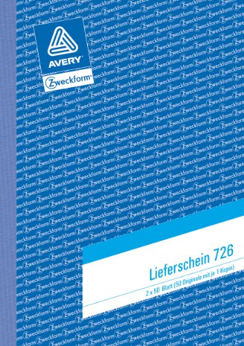 Avery Zweckform 726-5 Lieferschein A5 mit Empfangsschein 2x50 Blatt 5er Pack Avery Zweckform 726-5 Lieferschein A5 mit Empfangsschein 2x50 Blatt 5er Pack von Avery Dennsion Zweckform