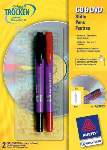 Avery Zweckform CD/DVD Pen 2er-Pack rot/schwarz von AVERY Zweckform