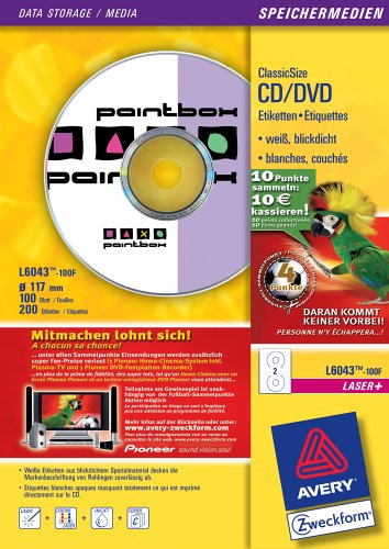 Avery Zweckform CD-Etiketten ClassicSize Format ø 117 mm;100 Blatt weiß von AVERY Zweckform