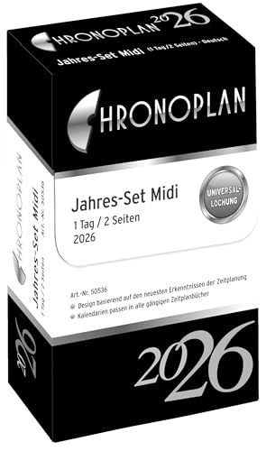 Chronoplan 50536 Kalendereinlage 2026 (Jahres-Set Midi (96x172mm), Ersatzkalendarium für Terminplaner, Tagesplaner, ideal für detaillierte Tagesplanung, 1 Tag auf 2 Seiten, mit Universallochung) weiß von AVERY Zweckform