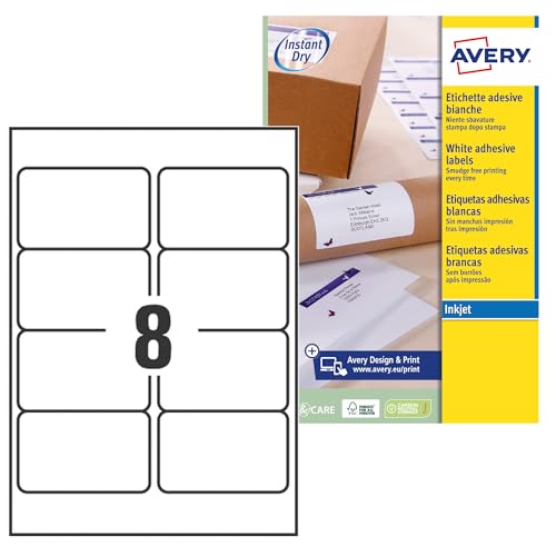 Tintenstrahletikett Avery 99.1x67.7mm Weiß 25 Blatt 8 Etiketten pro Blatt von AVERY Zweckform