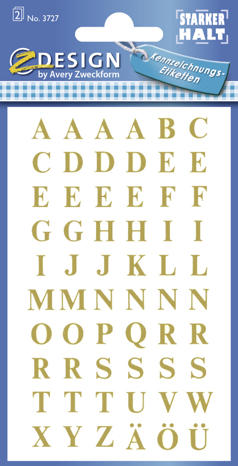 ZDesign HOME Buchstaben-Etiketten, Buchstaben A-Z, gold von AVERY Zweckform