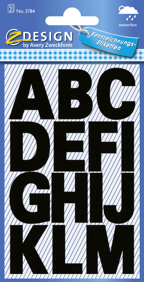 ZDesign HOME Buchstaben-Etiketten, Buchstaben A-Z, schwarz von AVERY Zweckform