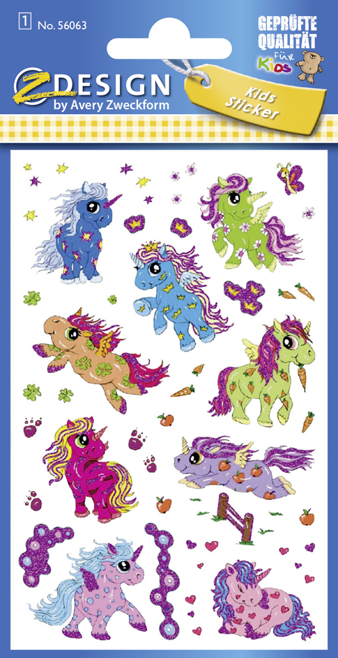 ZDesign KIDS Glitter-Sticker , Einhorn, , bunt von AVERY Zweckform