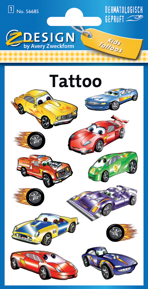 ZDesign KIDS Kinder-Tattoos , Autos, von AVERY Zweckform