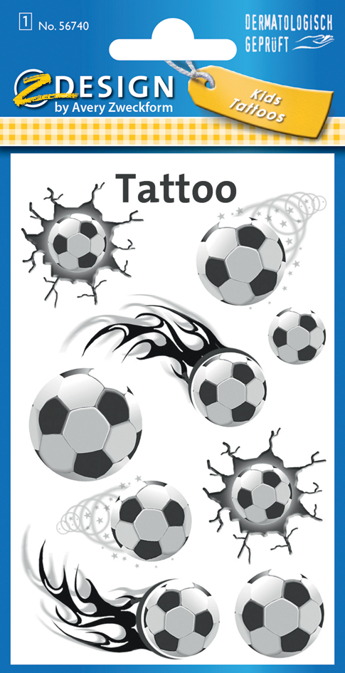 ZDesign KIDS Kinder-Tattoos , Fußball, von AVERY Zweckform
