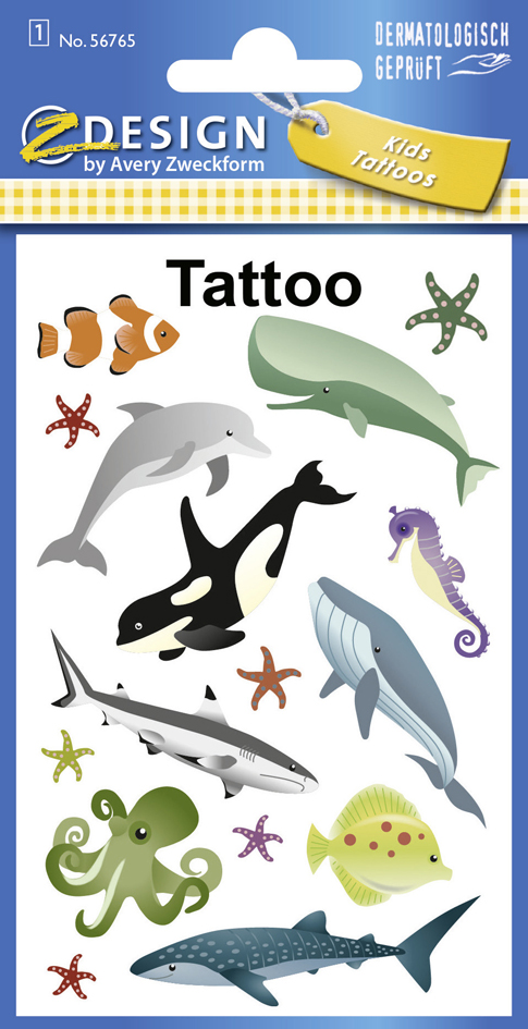 ZDesign KIDS Kinder-Tattoos , Meerestiere, , bunt von AVERY Zweckform