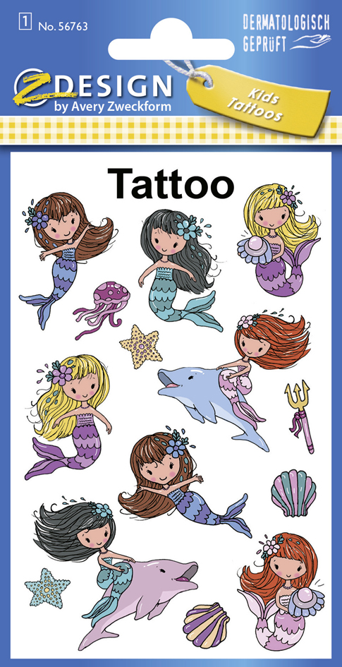ZDesign KIDS Kinder-Tattoos , Meerjungfrau, , bunt von AVERY Zweckform