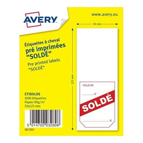 AVERY Pferdeetiketten, vorgedruckt, 50 x 125 mm, 1000 Stück von AVERY