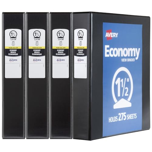 Avery 5725 Sichtbuch mit 3,8 cm rundem Ring, schwarz 4-Pack 1.5 Inch Schwarz von AVERY