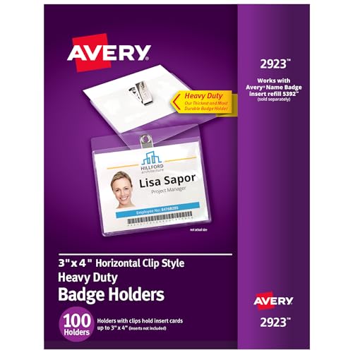 Avery CDC Impfkartenhalter im Clip-Stil, 4 x 3, Querformat, 100 Stück (02923) von AVERY