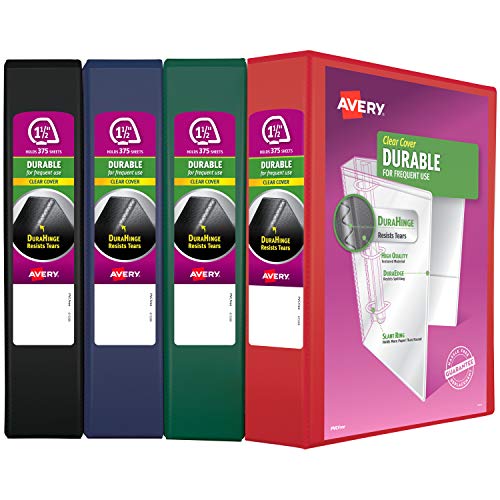 Avery Durable View 3 Ring Binder, 1-1/2 Zoll schräge Ringe, 4 verschiedene Farben (05622) von AVERY