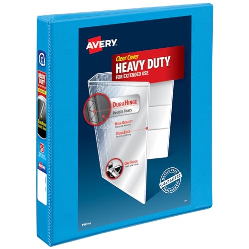 Avery Heavy-Duty View 3 Ring Binder, 1" One Touch Slant Rings, Holds 8.5" x 11" Paper, 1 Light Blue Binder (05301) von AVERY