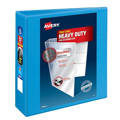 Avery Heavy-Duty View 3 Ring Binder, 3" One Touch Slant Rings, Holds 8.5" x 11" Paper, 1 Light Blue Binder (05601) von AVERY