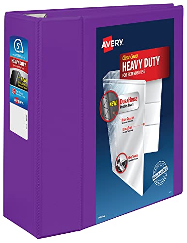 Avery Heavy Duty View 3-Ringbuch, 12,7 cm One Touch EZD-Ring, hält 21,6 x 27,9 cm Papier, 1 lila Ordner (79816) von AVERY
