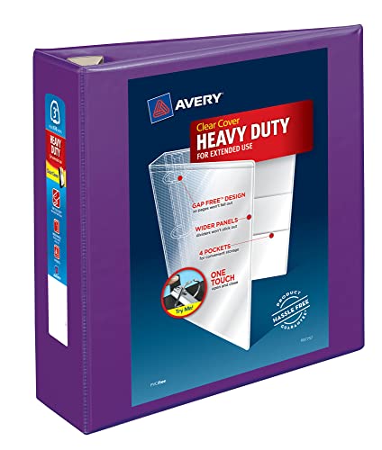 Avery Heavy-Duty View 3 Ringbuch, 3 Zoll One Touch EZD Ringe, 1 lila Binder (79810) von AVERY