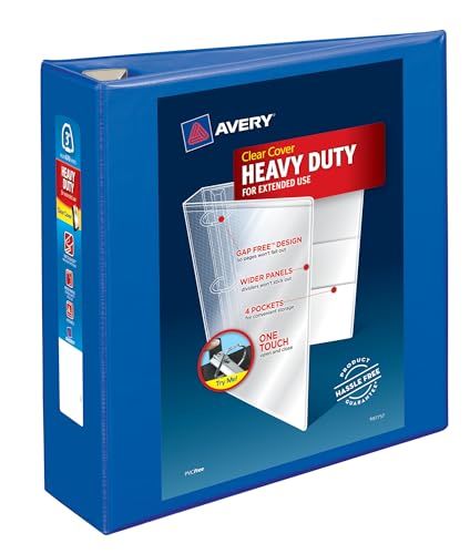 Avery Heavy-Duty View 3-Ringbuch, 7,6 cm One Touch EZD Ringe, 1 pazifisches blaues Ordner (79811) von AVERY