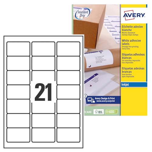 Avery J8 Etiketten Quick Dry 63.5 x 38.1 Bianco von AVERY