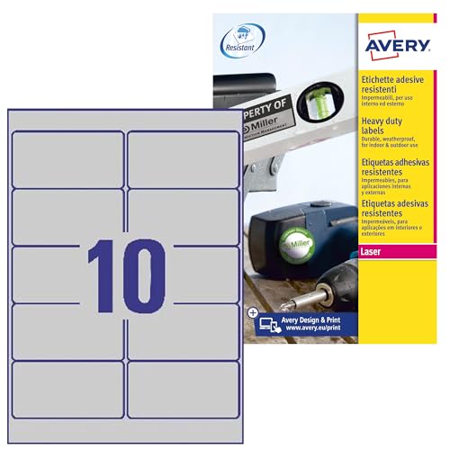 Avery L6012 – 20 – Pack von 20 Blatt Polyester-Etiketten, 25,4 x 10 mm, silber 96 x 50.8 mm silber Avery L6012 – 20 – Pack von 20 Blatt Polyester-Etiketten, 25,4 x 10 mm, silber 96 x 50.8 mm silber von Avery España