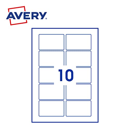 Avery - Packung mit 100 selbstklebenden Etiketten, rechteckig, Polyesterfolie, weiß, Format 80 x 50 mm, personalisierbar und bedruckbar (FPL-80 x 50 mm) von AVERY