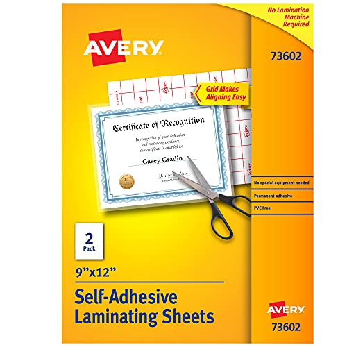 Avery Self-Adhesive Laminating Sheets, 9 x 12 Inches, 2 Count(73602) von AVERY