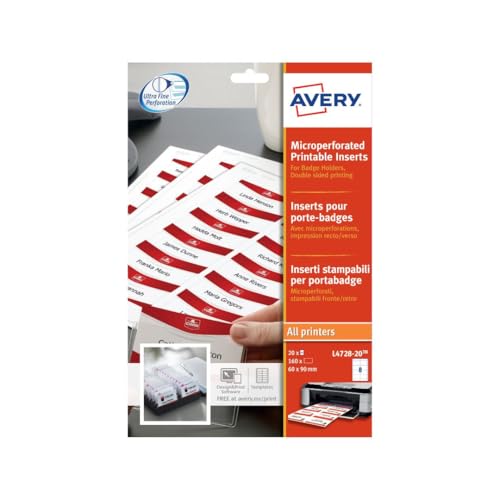 Badge Insleekkaart Avery 60x90mm 190grs 20 Vel von AVERY