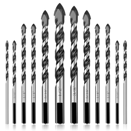 AVERZELLA 12-teiliges Steinbohrer-Set, 1/8 Zoll bis 1/2 Zoll Hammerbohrer für Beton, Diamant-Keramikbohrerspitzen-Set für Glas, Ziegel, Keramik, Fliesen, Zement, Kunststoff, Holz, Fliesen usw AVERZELLA 12-teiliges Steinbohrer-Set, 1/8 Zoll bis 1/2 Zoll Hammerbohrer für Beton, Diamant-Keramikbohrerspitzen-Set für Glas, Ziegel, Keramik, Fliesen, Zement, Kunststoff, Holz, Fliesen usw von AVERZELLA