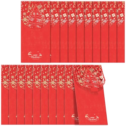 AVERZELLA Weihnachtsumschläge (20 Stück), Xmas Goldfolie Geldhalter für Geldgeschenke, Aushöhlte Umschläge für Weihnachtstag, Geburtstag, Feiertag, Neujahr (Rot) von AVERZELLA