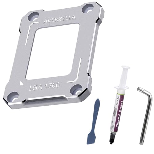 AVERZELLA Nachrüst-Set für Intel CPUs der 12. / 13. / 14. Generation, CNC-Aluminium-CPU-Schnalle, kompatibel mit LGA 1700-Sockel-Motherboards (mit 2 g 5,15 W/MK CPU Thermo) (silberfarben) von AVERZELLA