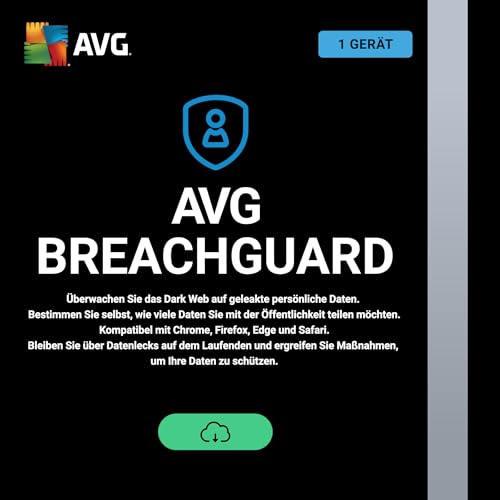 AVG BreachGuard 2024 - Vertrauliche Online-Daten vor Datenlecks schützen - für Windows | 1 Gerät | 1 Jahr | PC | PC Aktivierungscode per Email von AVG