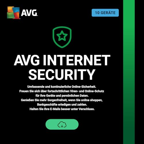 AVG Internet Security 2024 - Antivirenschutz für Windows, macOS, iOS und Android | 10 Gerät | 1 Jahr | PC/Mac | Aktivierungscode per Email von AVG