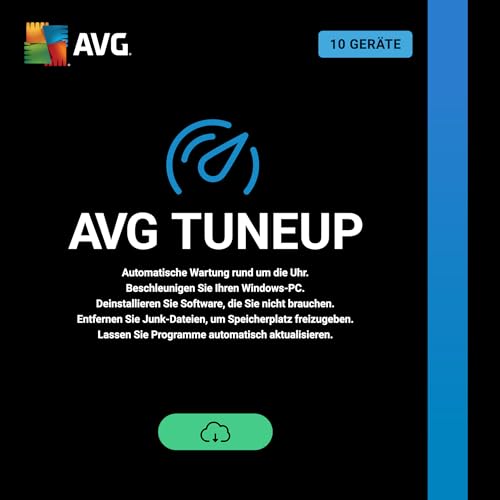 AVG TuneUp 2024 - Junk-Dateien entfernen und das System beschleunigen - für Windows, macOS, iOS und Android | 10 Gerät | 1 Jahr | PC/Mac | Aktivierungscode per Email von AVG