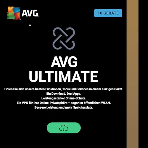 AVG Ultimate 2024 - Virenschutz-Paket mit AVG Secure VPN und AVG TuneUp zur Beschleunigung des PCs - für Windows, macOS, iOS und Android | 10 Gerät | 1 Jahr | PC/Mac | Aktivierungscode per Email von AVG