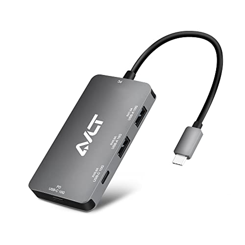 AVLT 4-Port PD USB 3.1 Gen 2 10G Hub - USB-C x2 USB-A x2 - Tragbarer USB-C Hub für MacBook Pro, iMac, iPad Pro, MacBook Air, Surface Pro, Pixel Slate, Galaxy Tab (unterstützt keine USB-C-Videoanzeige) von AVLT