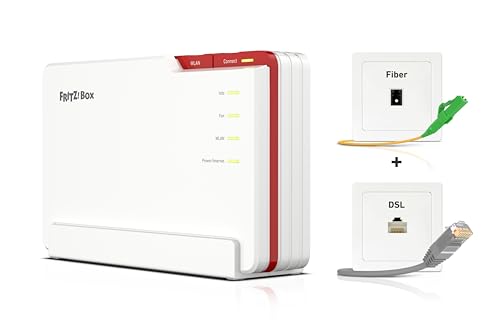 FRITZ!Box 5690 Pro (Wi-Fi 7 Premium DSL- und Glasfaser-Router mit Triband (2,4 GHz, 5 GHz, 6 GHz) bis zu 18,5 GBit/s, für Glasfaser & DSL-Anschlüsse, WLAN Mesh, DECT-Basis, deutschsprachige Version) von AVM