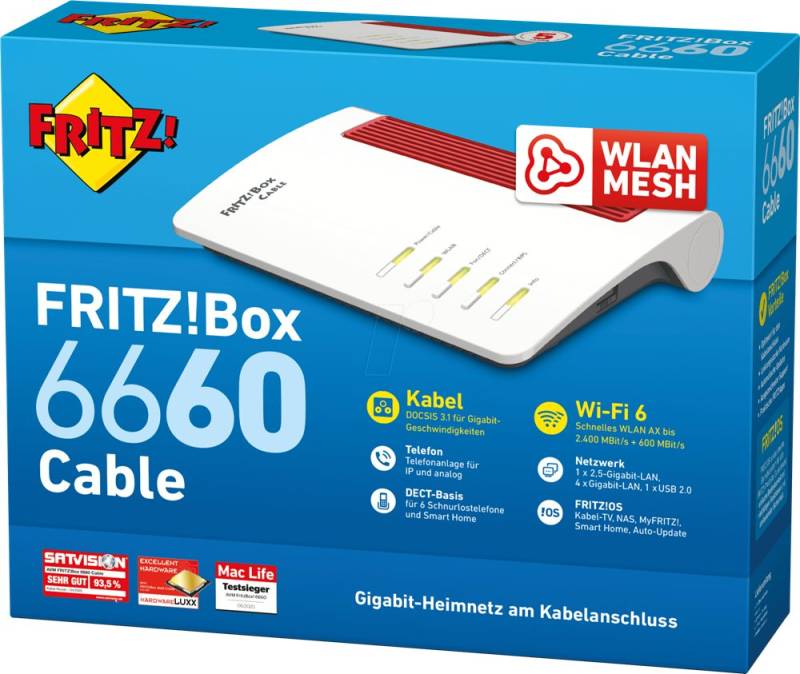 AVM FRITZ!Box 6660 Cable mit Modem In­te­grier­tes Modem WLAN-Router von AVM