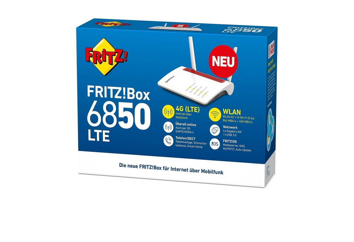 AVM FRITZ!Box 6850 LTE Modem 150 Mbit/s WLAN 4G/LTE-Router, Internet Mobilfunk von AVM