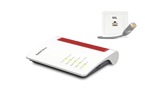 FRITZ!Box 7510 (Wi-Fi 6 DSL-Router (WLAN AX), bis zu 600 MBit/s (2,4 GHz), VDSL-Supervectoring 35b bis zu 300 MBit/s, WLAN Mesh, DECT-Basis, Media Server, geeignet für Deutschland) von AVM