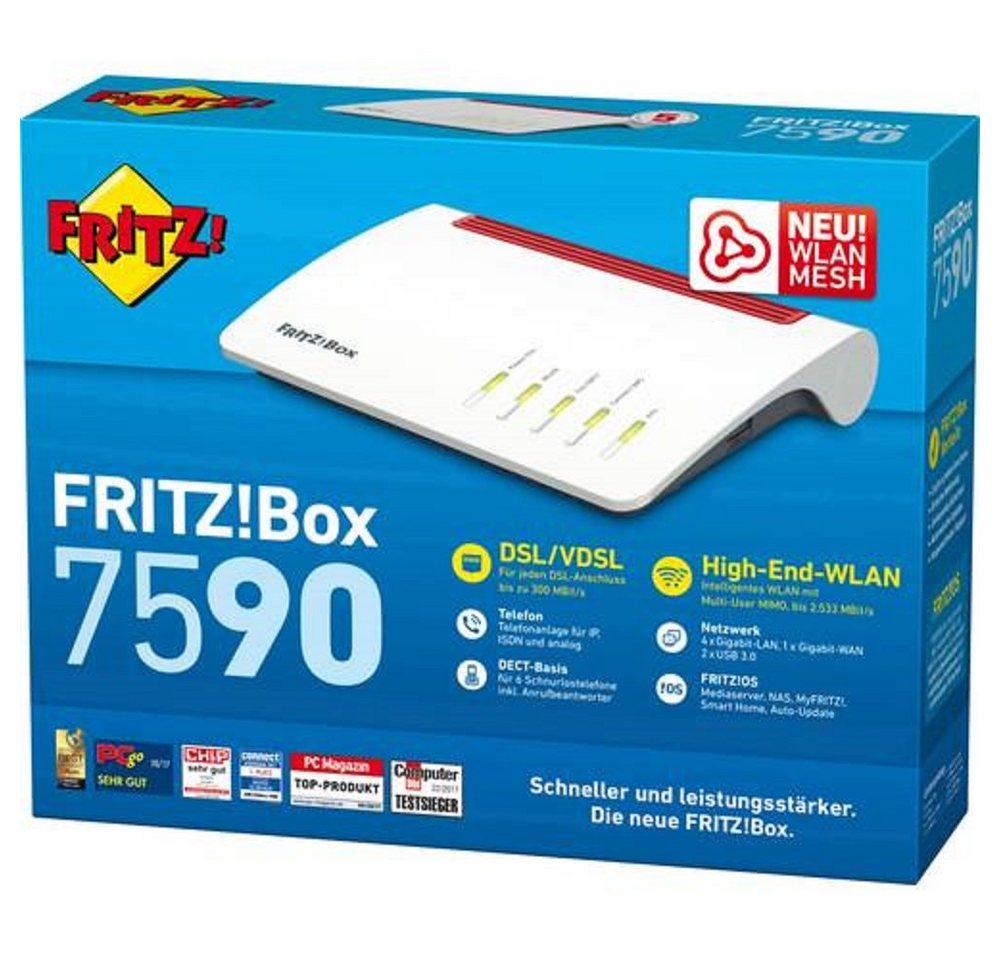 AVM FRITZ!Box 7590 WLAN Router mit Modem Integriertes Modem WLAN-Router von AVM