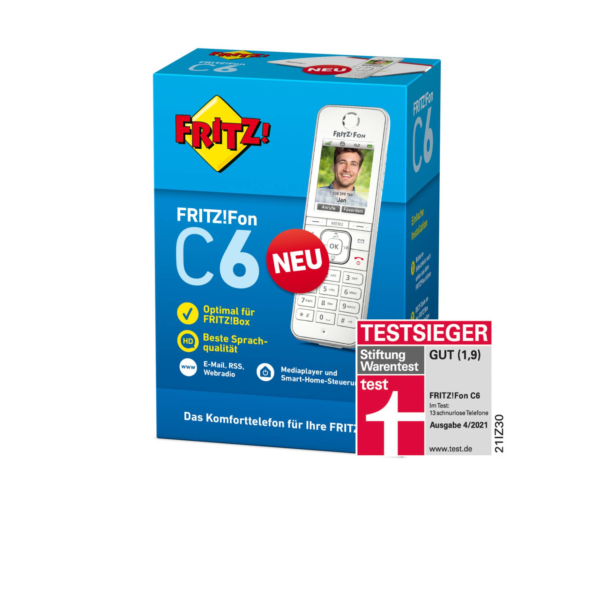 AVM FRITZ!Fon C6 - Schnurloses VoIP-Telefon - mit Internetradio mit Rufnummernanzeige - ECO DECTGAP - SIP AVM FRITZ!Fon C6 - Schnurloses VoIP-Telefon - mit Internetradio mit Rufnummernanzeige - ECO DECTGAP - SIP von AVM