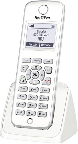 AVM FRITZ!Fon M2 Schnurloses Telefon VoIP Babyphone, Freisprechen Beleuchtetes Display Weiß, Silber von AVM