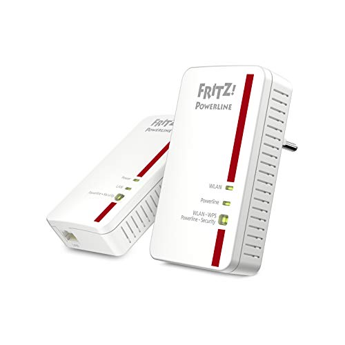 AVM FRITZ!Powerline 1240E/1000E WLAN Set (1200 MBit/s, WLAN-Access Point, ideal für Media-Streaming oder NAS-Anbindungen, internationale Version), ethernet weiß von AVM