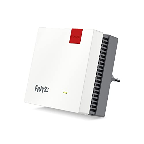 Fritz!Repeater 1200 AX (Wi-Fi 6 Repeater mit Zwei Funkeinheiten: 5 GHz-Band (bis zu 2.400 MBit/s), 2,4 GHz-Band (bis zu 600 MBit/s), deutschsprachige Version) von AVM